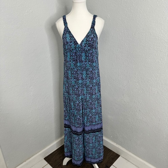 Joie Dresses & Skirts - Joie Maxi Dress Silk Blue Teal‎ Paisley Print Spaghetti Strap Tie Back Size S